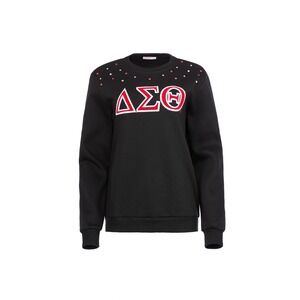 The Delta Box Delta Sigma Theta Rhinestone Fleece Sweatshirt Black Large
